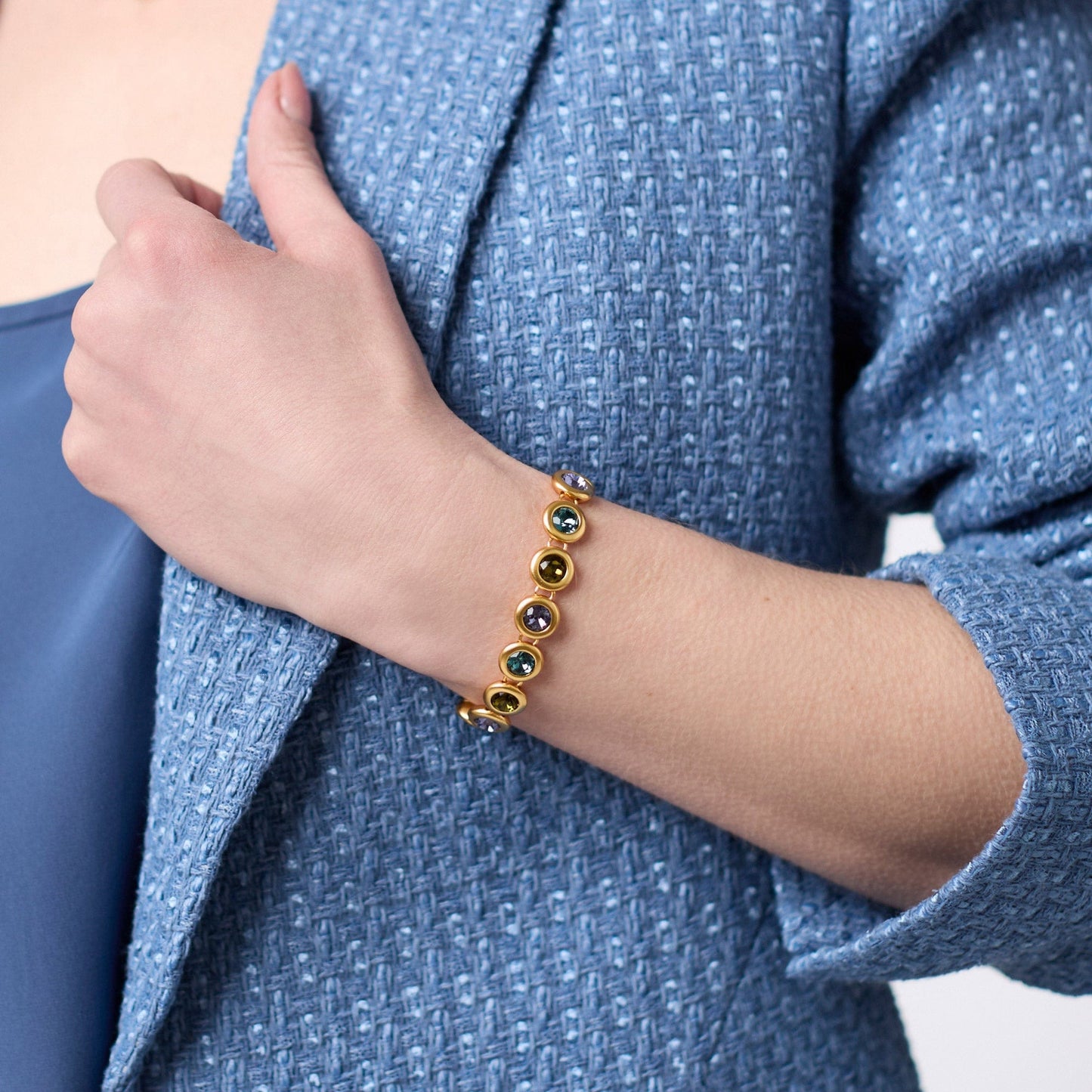 BRC-GPL Blue Twilight Rainbow Tennis Bracelet