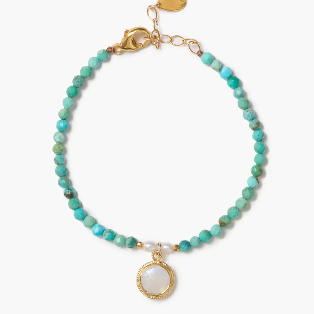 BRC-GPL Coin Charm Bracelet Turquoise