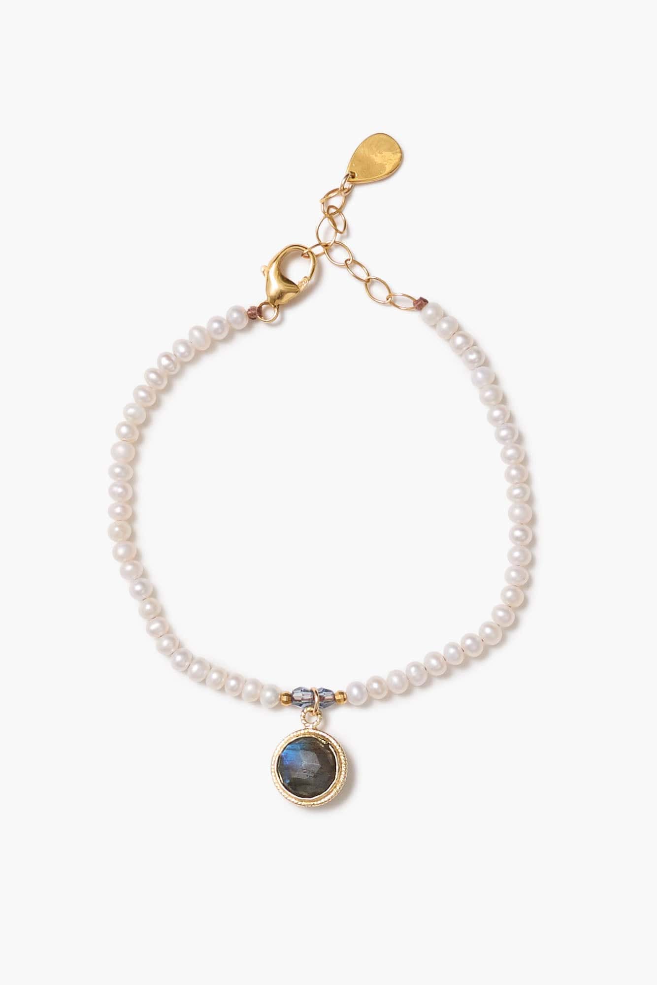 BRC-GPL Coin Charm Bracelet White Pearl