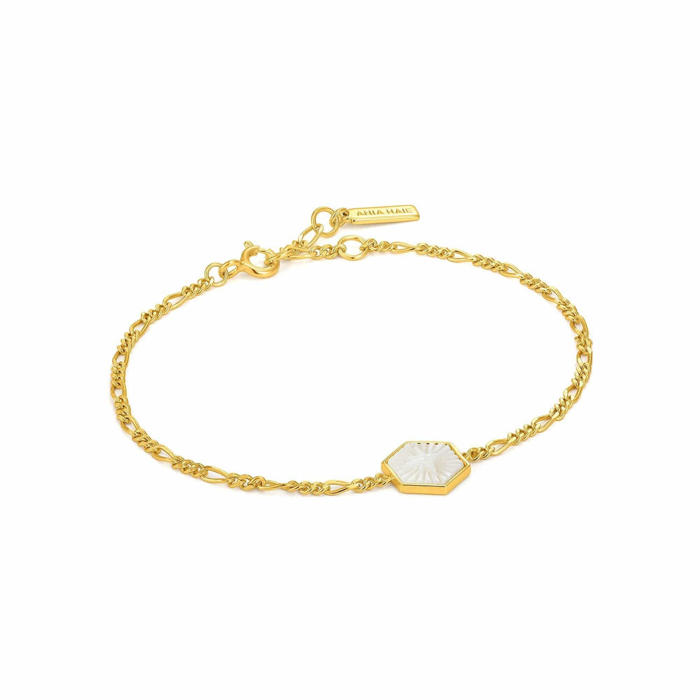 
                      
                        BRC-GPL Compass Emblem Gold Figaro Chain Bracelet
                      
                    