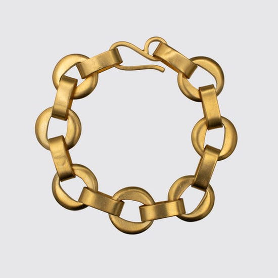 BRC-GPL Cut Out Disc Chain Bracelet - Gold Plated Brass