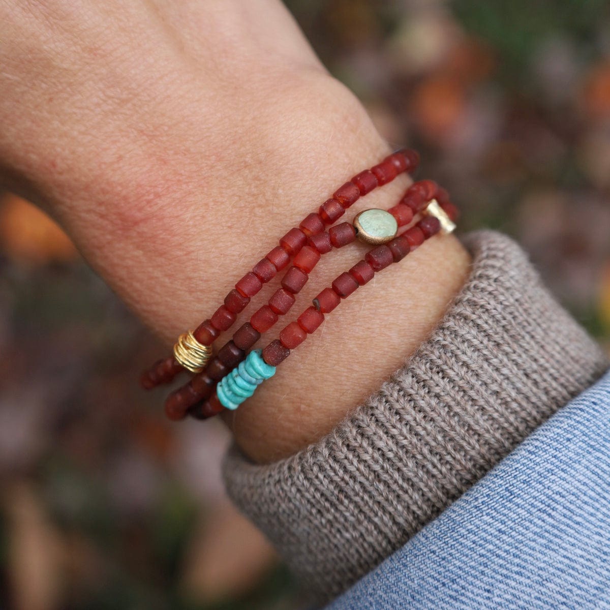 BRC-GPL Dark Carnelian Triple Elastic Bracelet