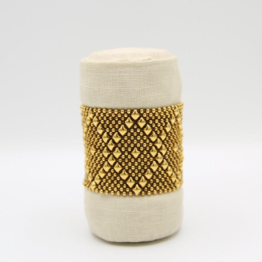 BRC-GPL Diamond and X Pattern Antique Gold Mesh Bracelet