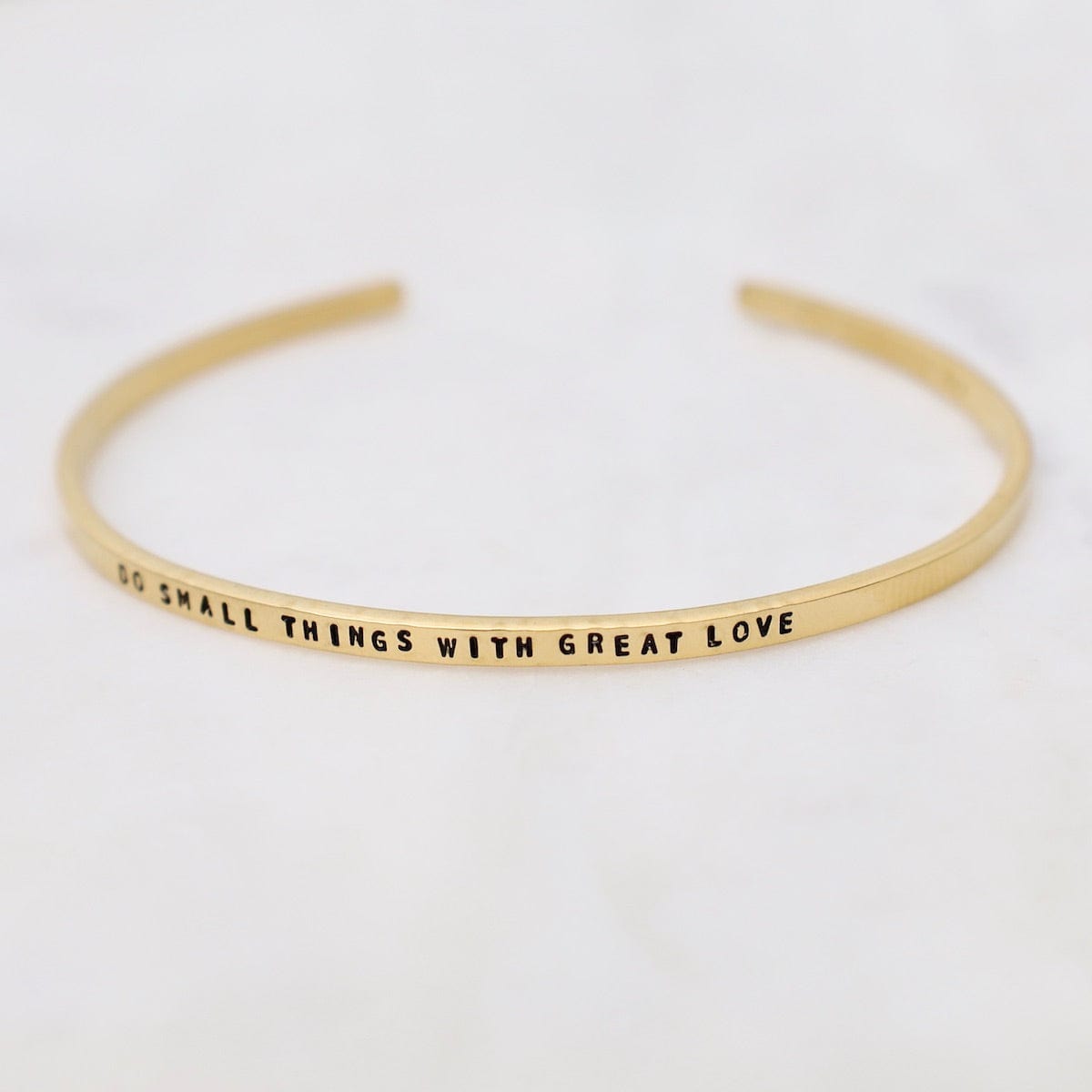 BRC-GPL Do Small Things with Great Love Stamped Gold Plated Cuff Bracelet