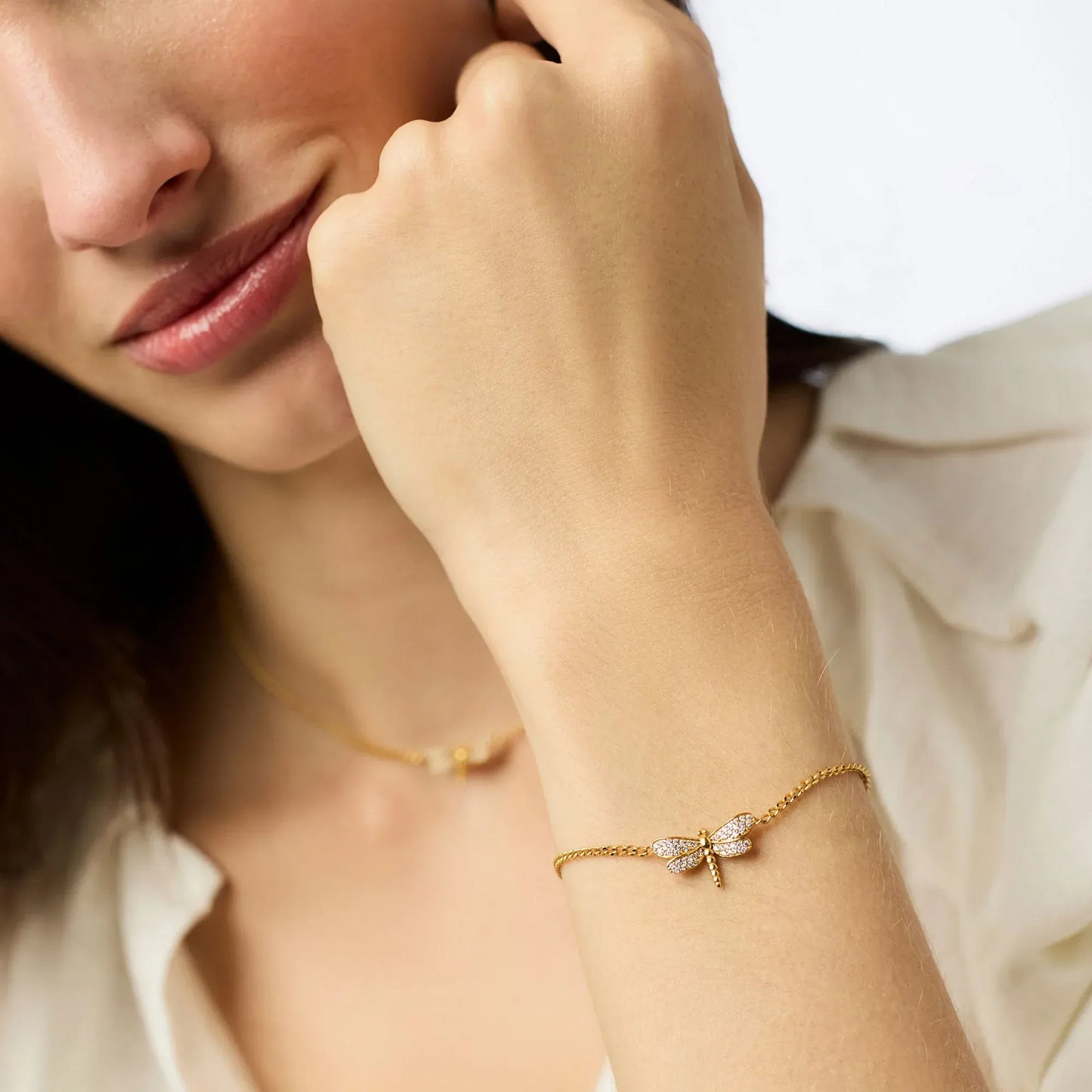 BRC-GPL Dragonfly Pavé Delicate Bracelet