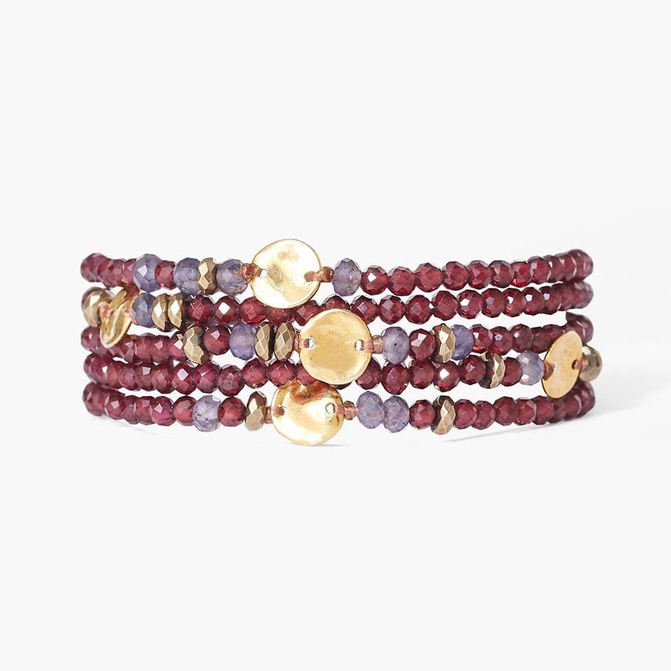 
                      
                        BRC-GPL Garnet Mix Gold Coin Naked Wrap Bracelet
                      
                    