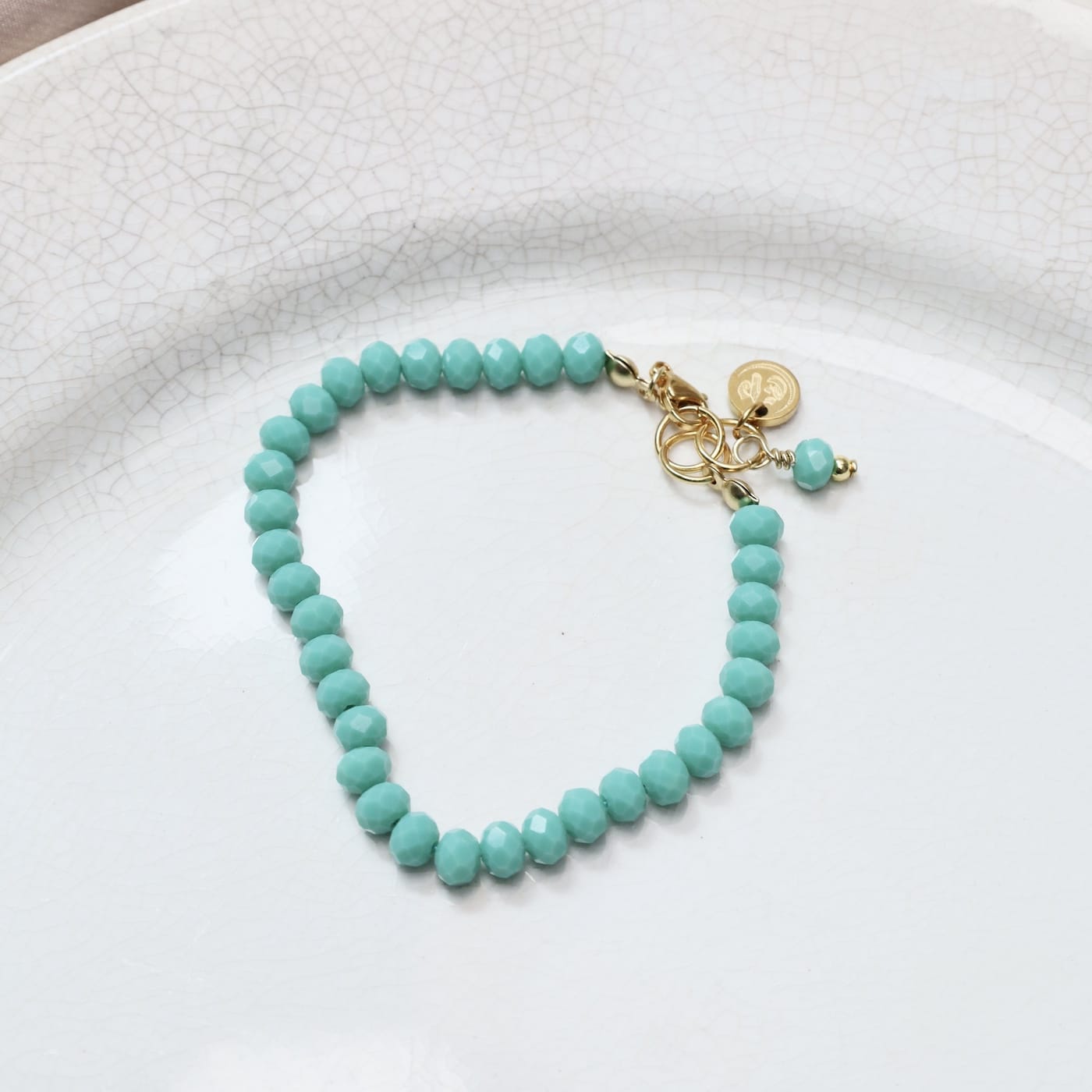 BRC-GPL Gloria Opaque Teal Crystal Beaded Hand-Knotted Bra