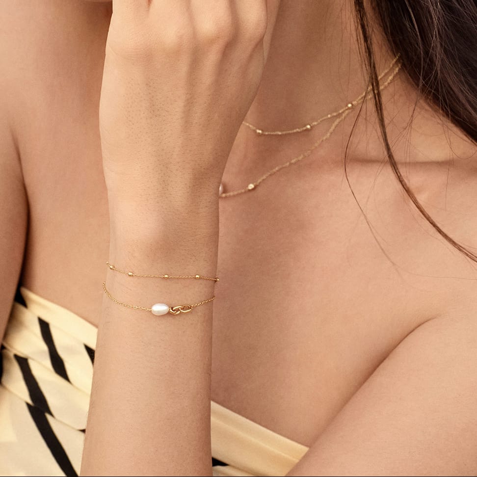 BRC-GPL Gold Beaded Chain  Chain Bracelet