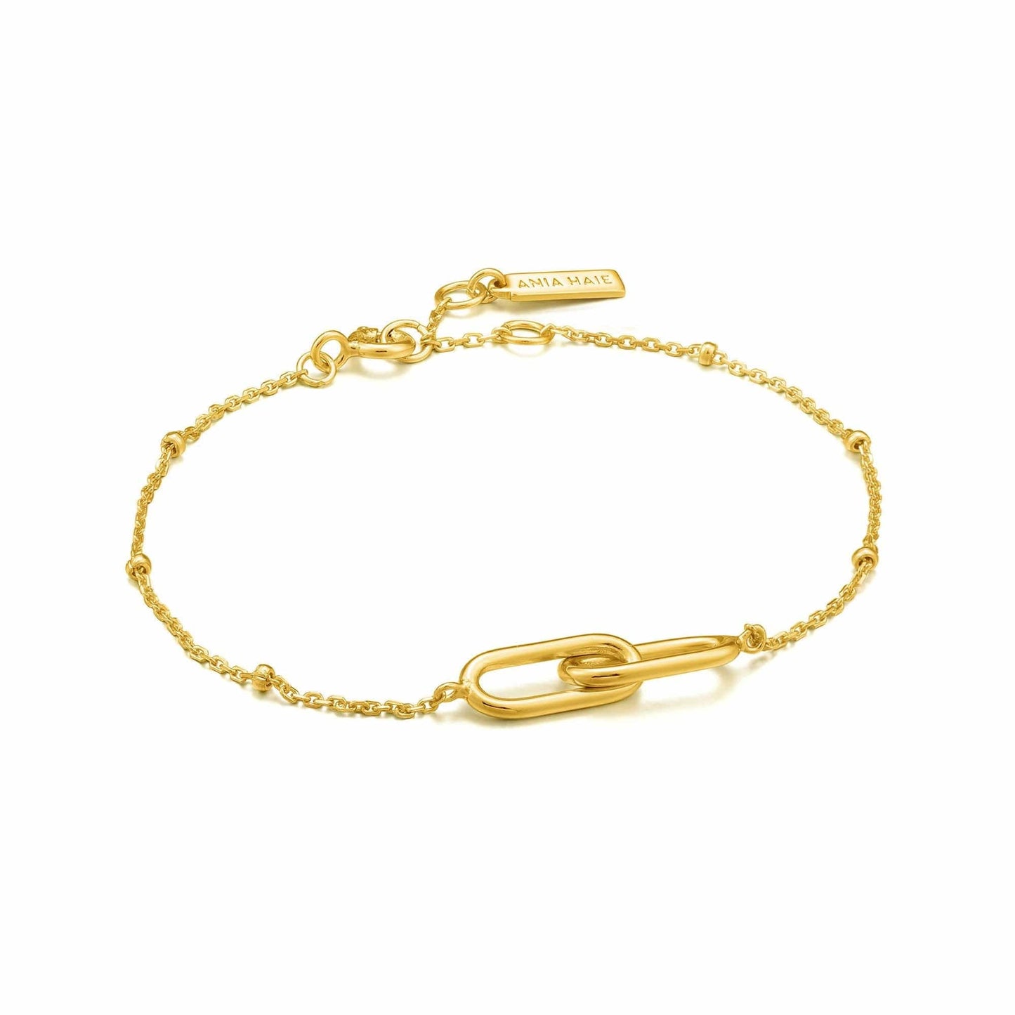 Load image into Gallery viewer, BRC-GPL Gold Beaded Chain Link Bracelet
