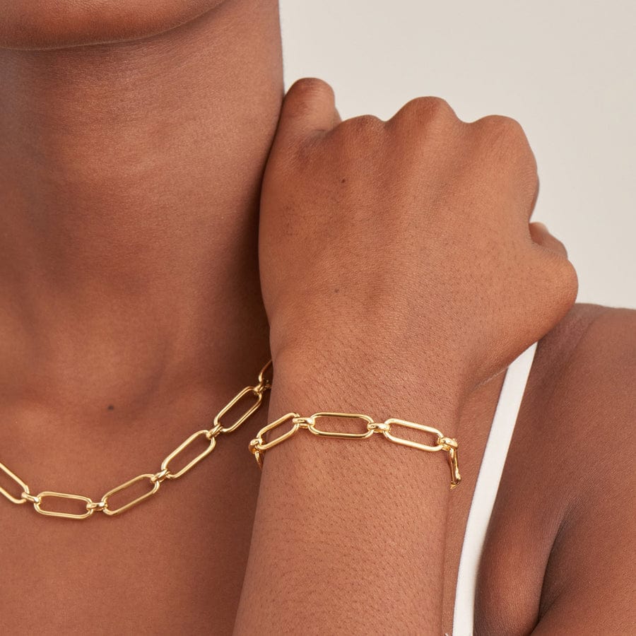 BRC-GPL Gold Cable Connect Chunky Chain Bracelet