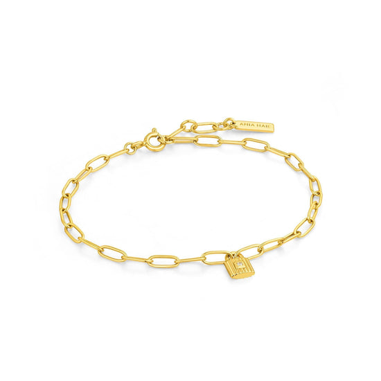 BRC-GPL Gold Chunky Chain Padlock Bracelet