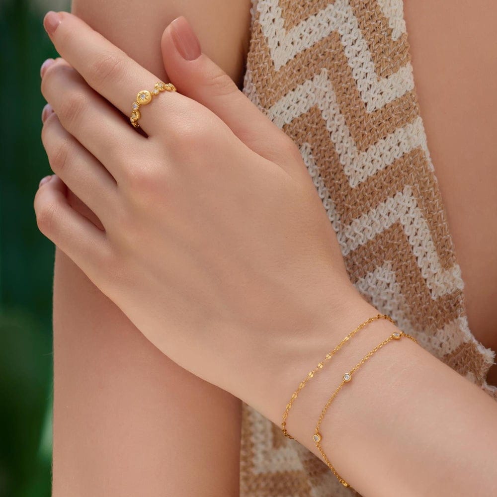 BRC-GPL Gold Classic Bezel Set Station Bracleet