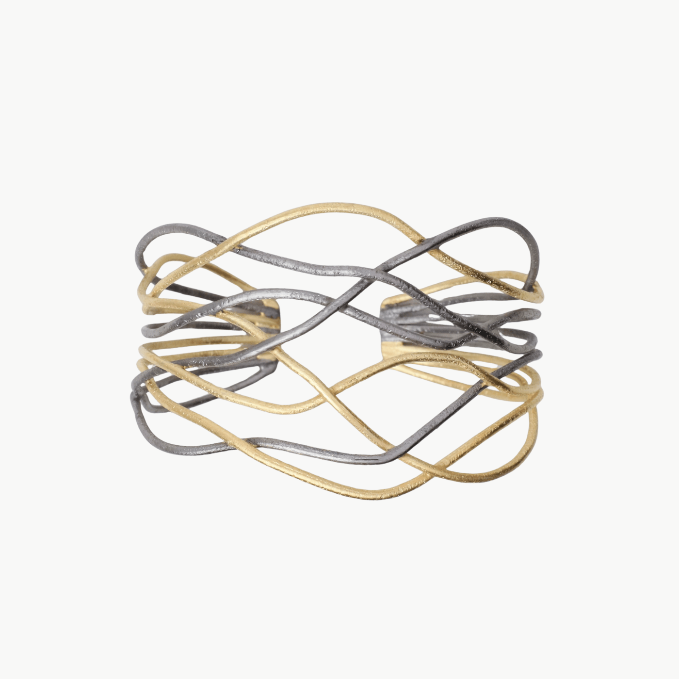 BRC-GPL Gold & Dark Rhodium Intertwined Wire Cuff