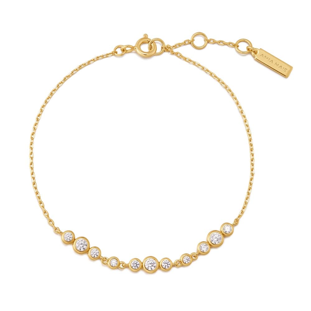 BRC-GPL Gold Graduated Bezel Set Trios Bracelet