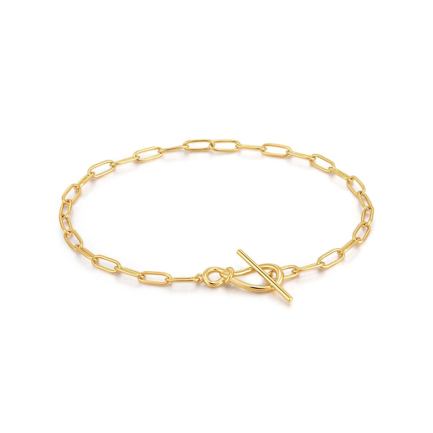 Load image into Gallery viewer, BRC-GPL Gold Knot T Bar Chain Bracelet
