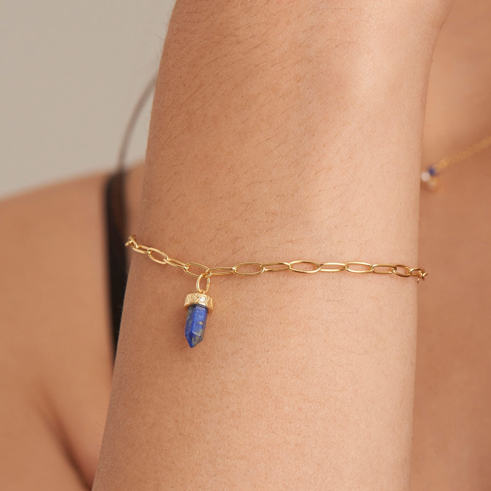 
                      
                        BRC-GPL Gold Lapis Point Pendant Bracelet
                      
                    