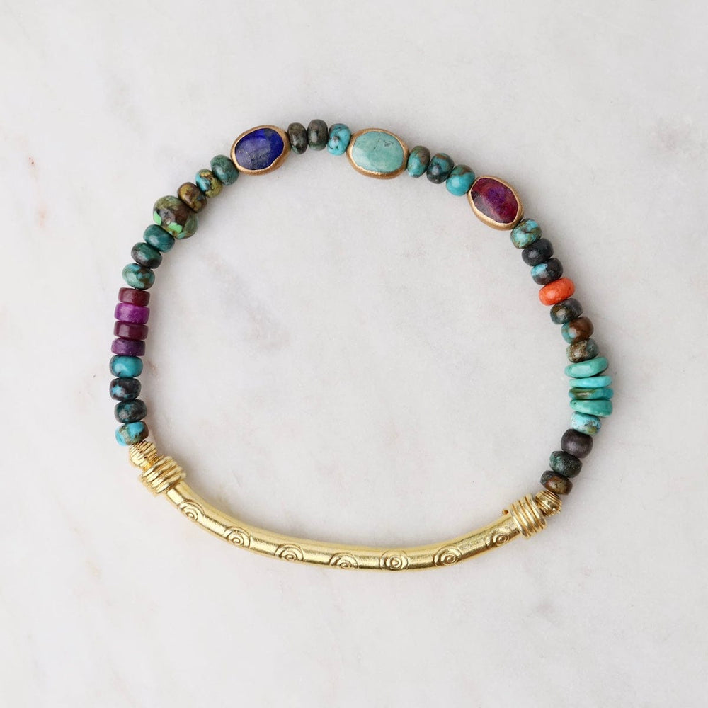 
                      
                        BRC-GPL Gold Lapis, Purple & Blue Turquoise Ovals Bracelet
                      
                    