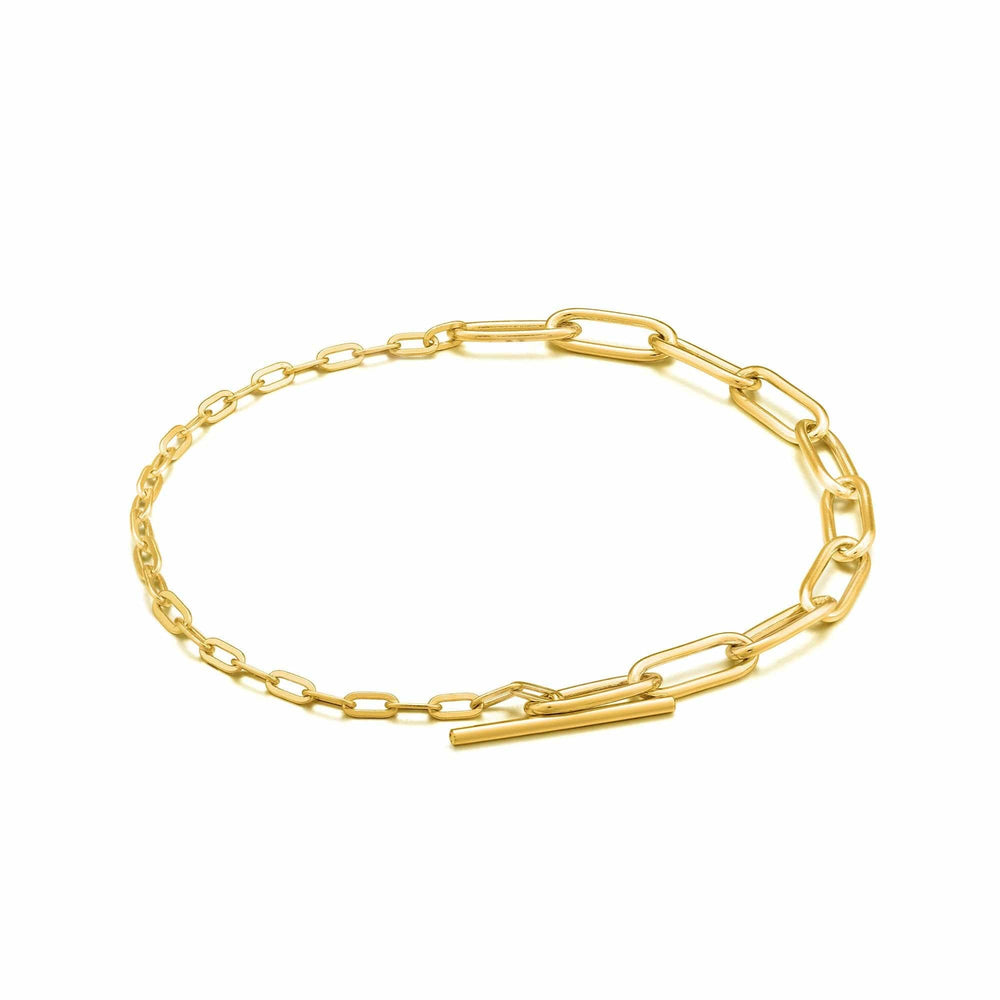 BRC-GPL Gold Mixed Link T-bar Bracelet