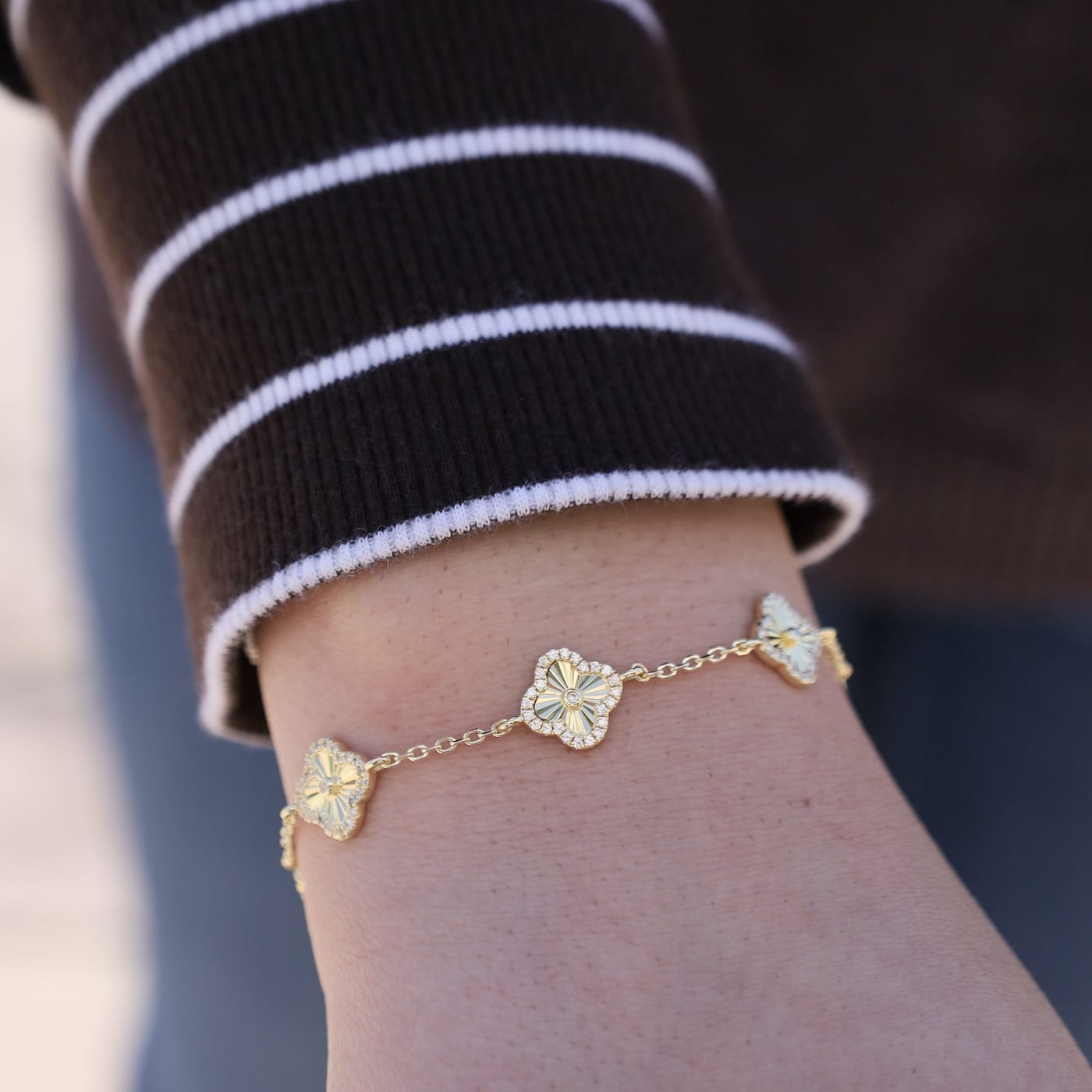 BRC-GPL Gold Plated Clover Motif Bracelet