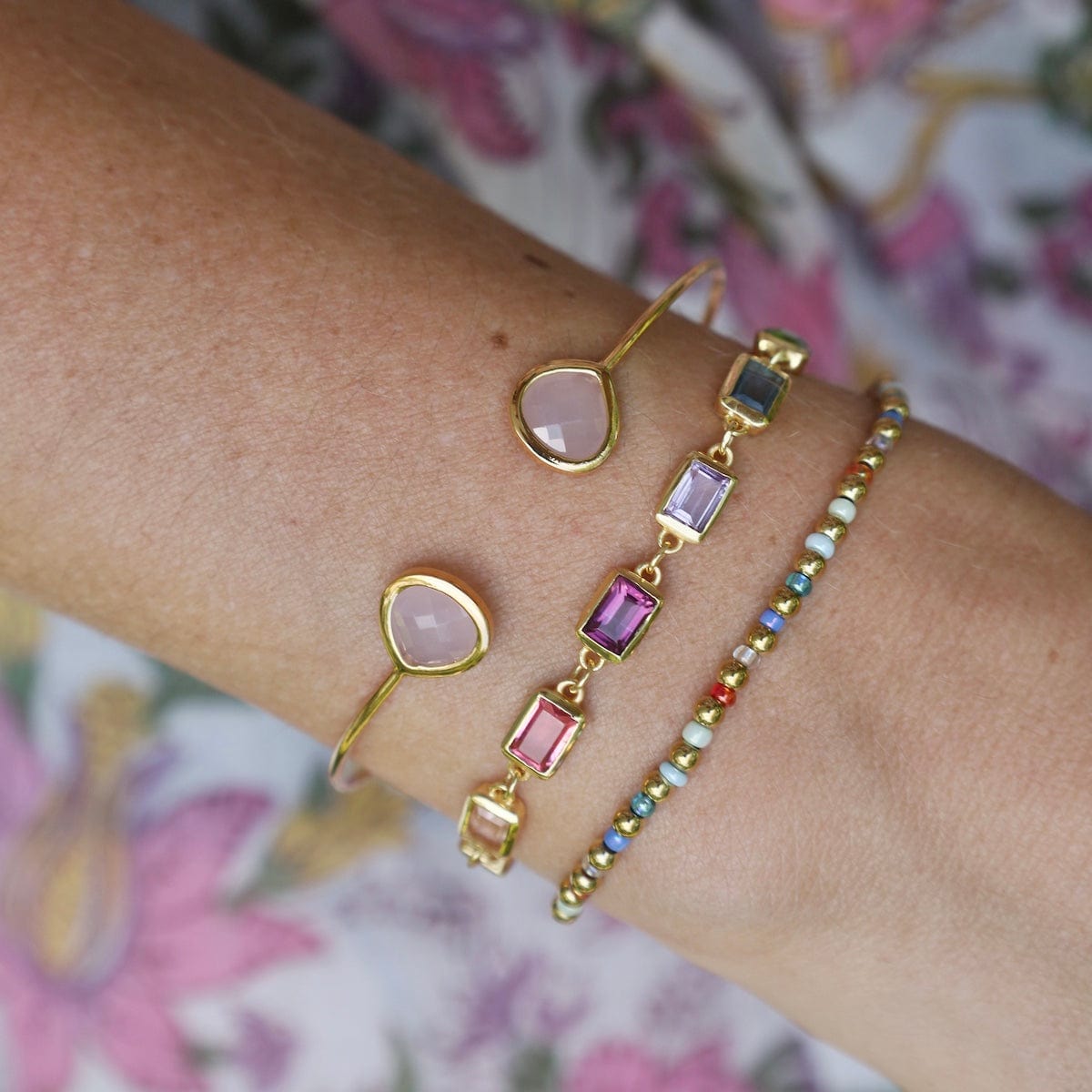 BRC-GPL Gold Plated Double Orchid Crystal Bracelet
