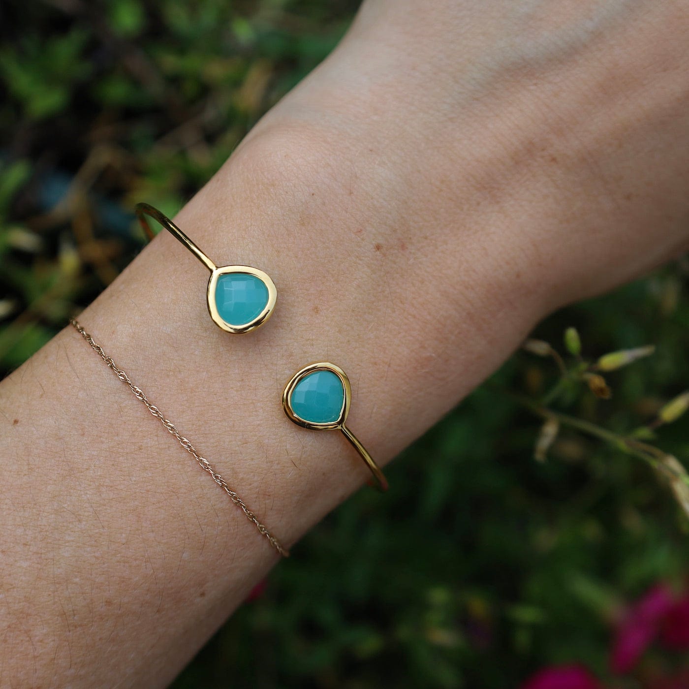 BRC-GPL Gold Plated Turquoise Double Crystal Bracelet