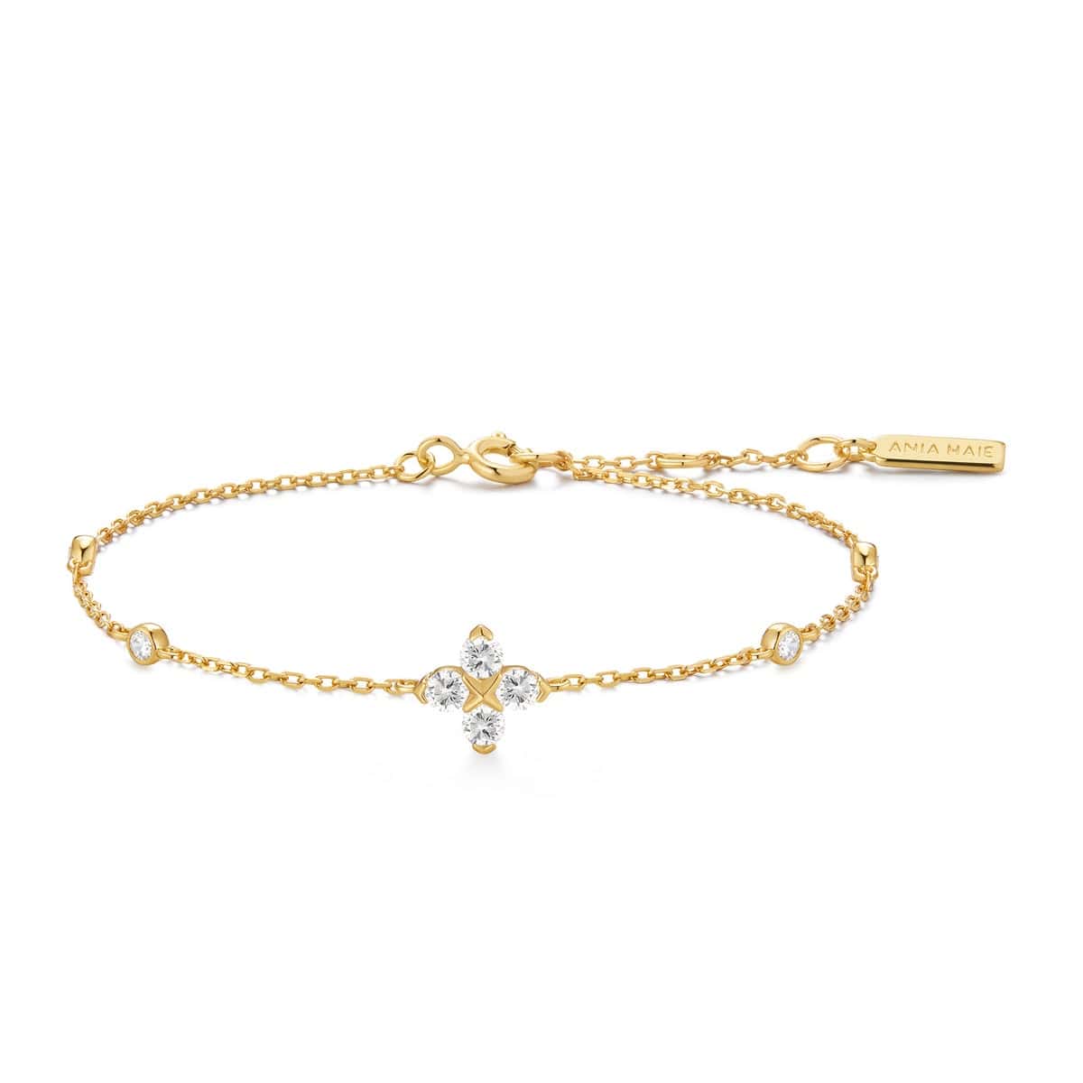 BRC-GPL Gold Sparkling Lucky Clover Bracelet
