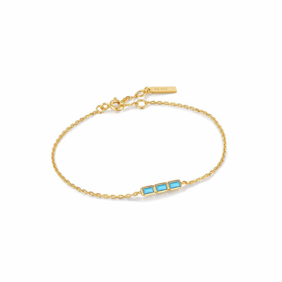 Load image into Gallery viewer, BRC-GPL Gold Turquoise Bar Bracelet
