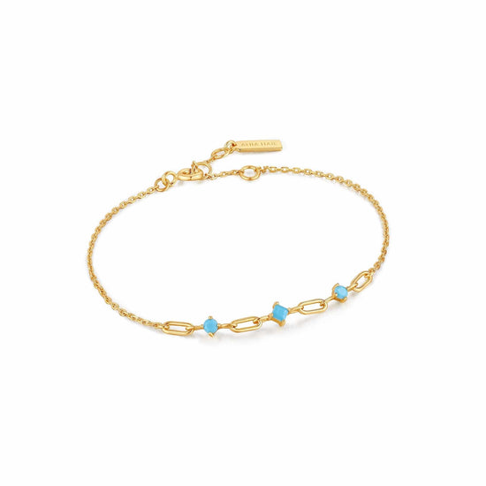 BRC-GPL Gold Turquoise Link Bracelet