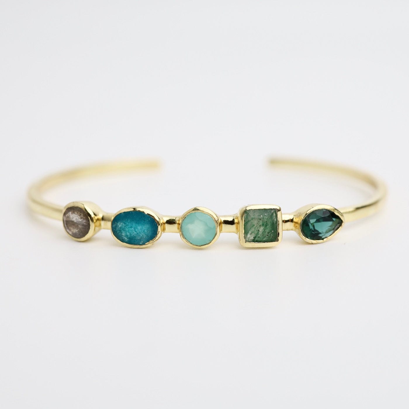 BRC-GPL Green Tourmaline, Aventurine, Labradorite Cuff Bracelet