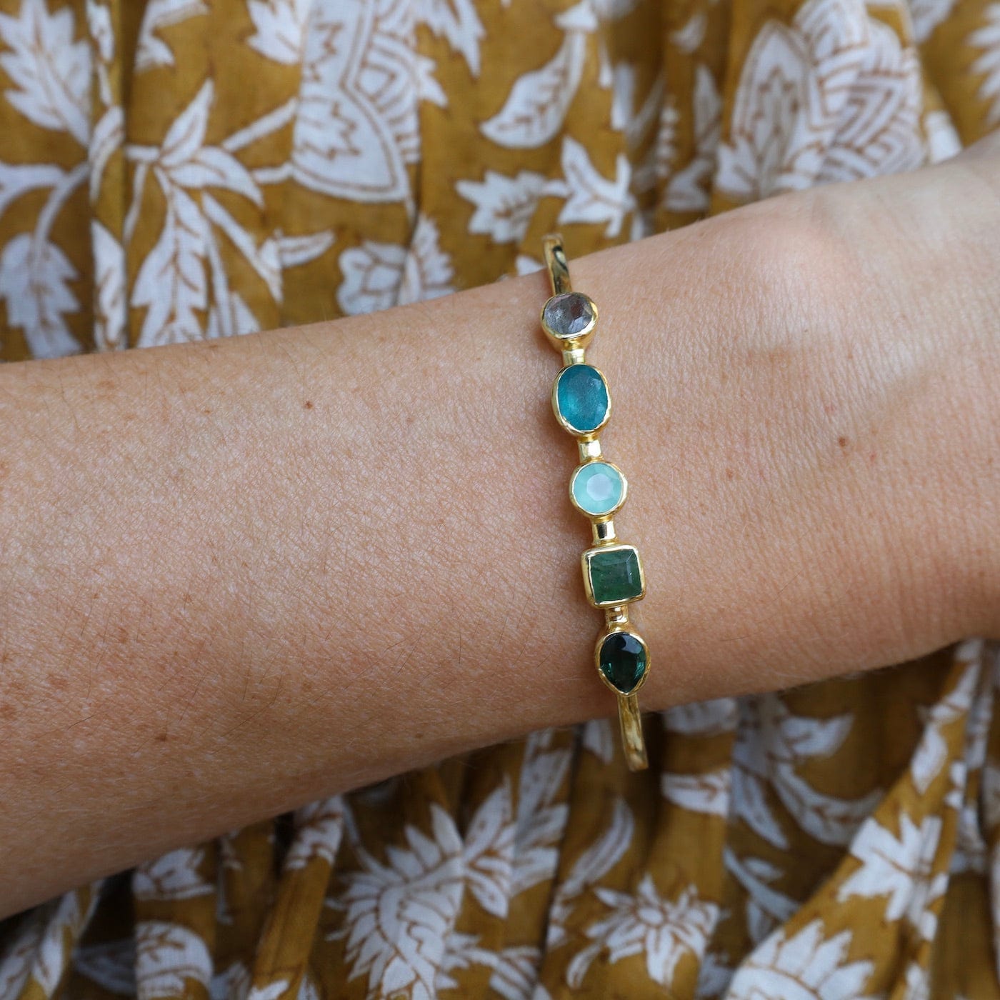 BRC-GPL Green Tourmaline, Aventurine, Labradorite Cuff Bracelet