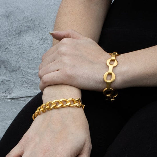 BRC-GPL Heavy Curb Chain Bracelet - Gold Plated Brass