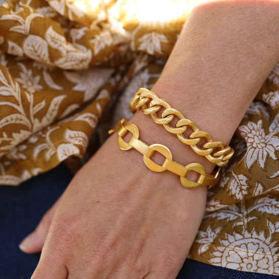 BRC-GPL Heavy Curb Chain Bracelet - Gold Plated Brass