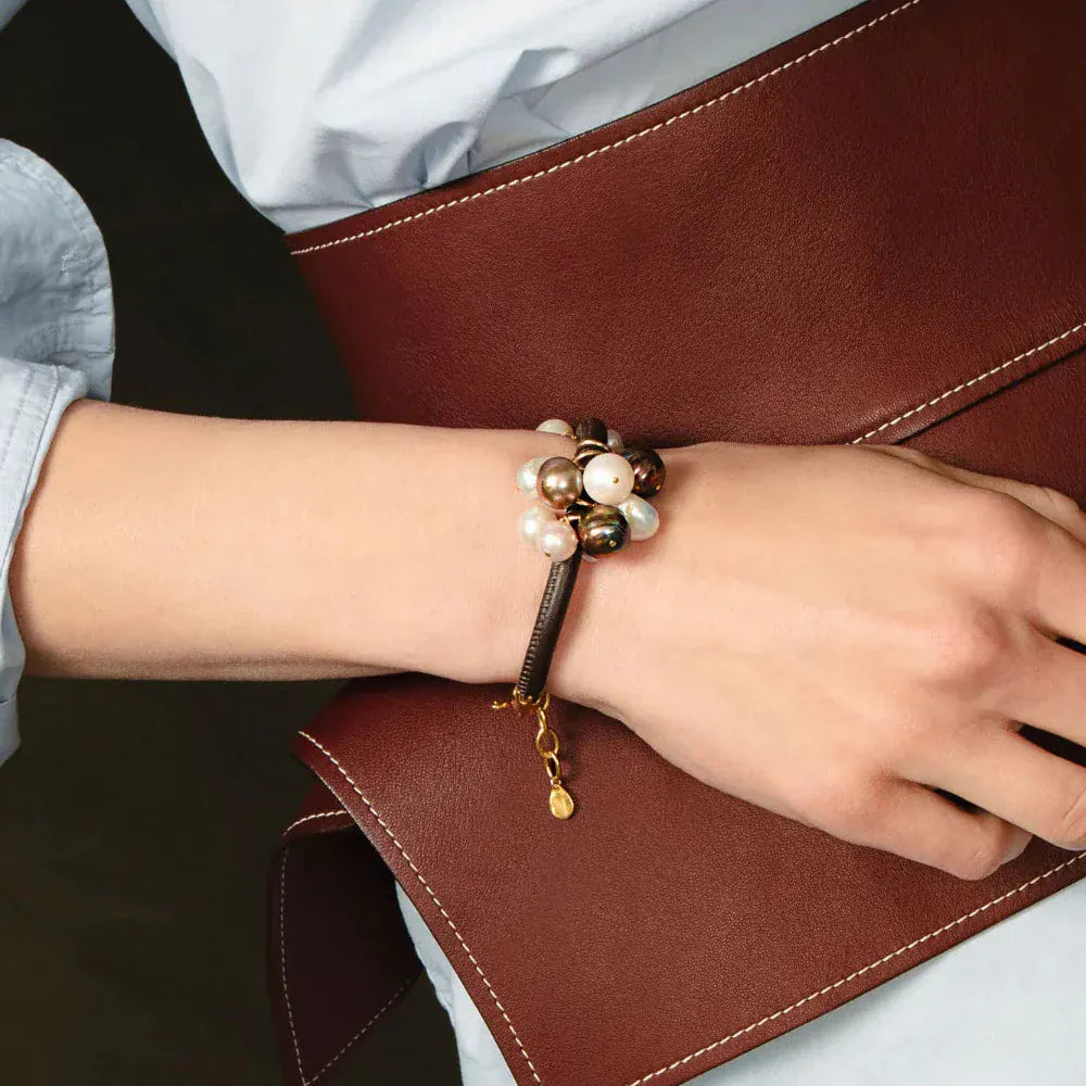 BRC-GPL Lea Leather Bracelet Pearl