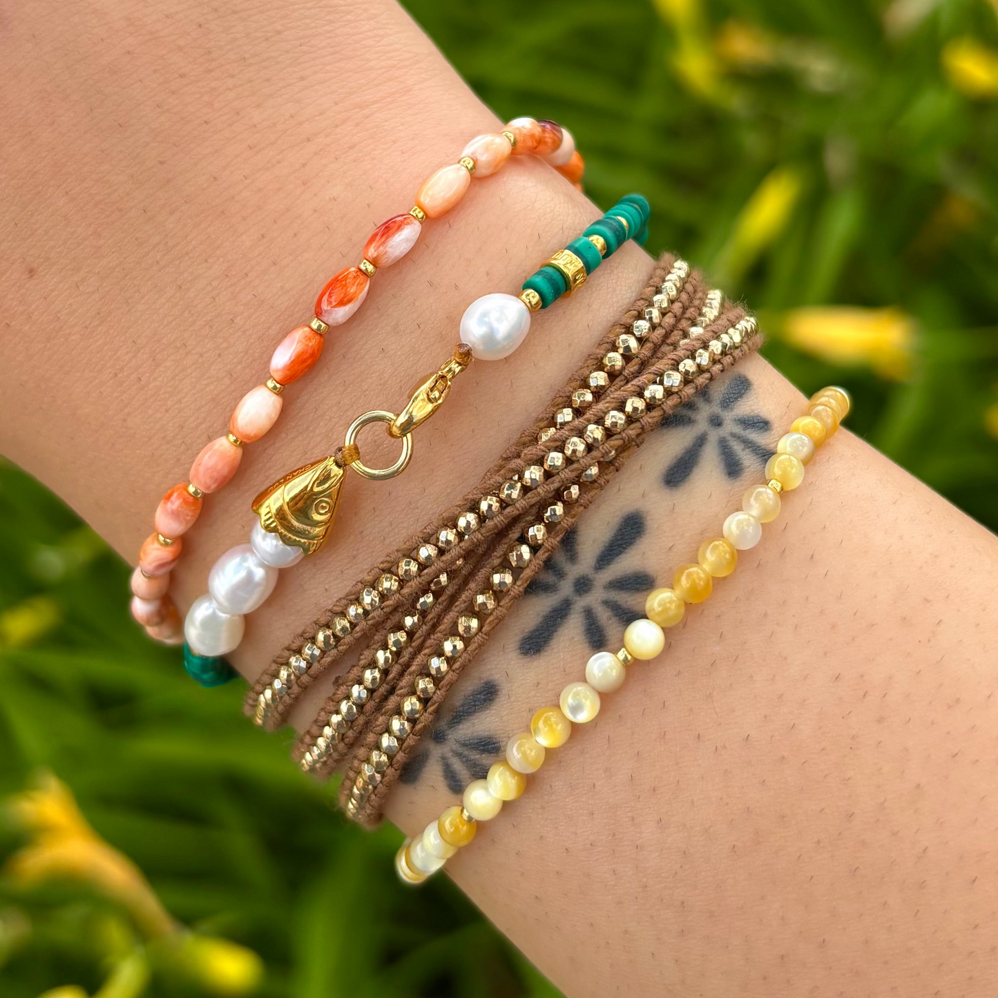 BRC-GPL Malachite Trio Friendship Bracelet Set