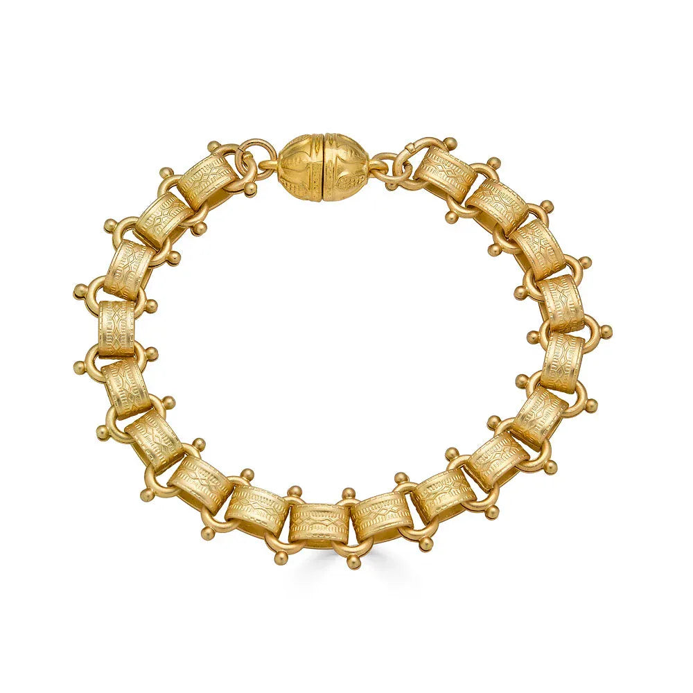 BRC-GPL Matte Gold Book Chain Bracelet
