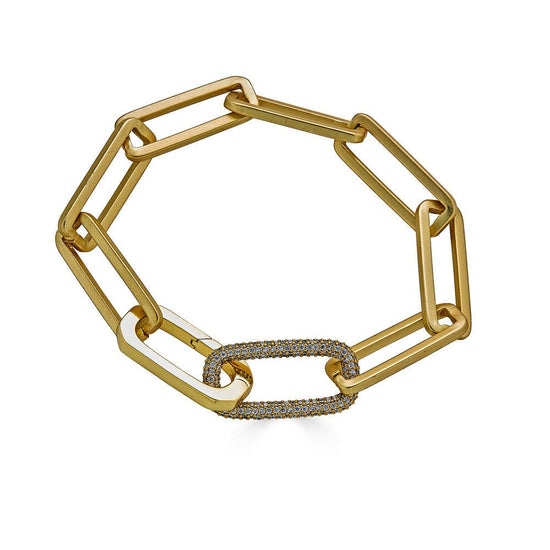 BRC-GPL Matte Gold Chunky Rectangle Paperclip Bracelet