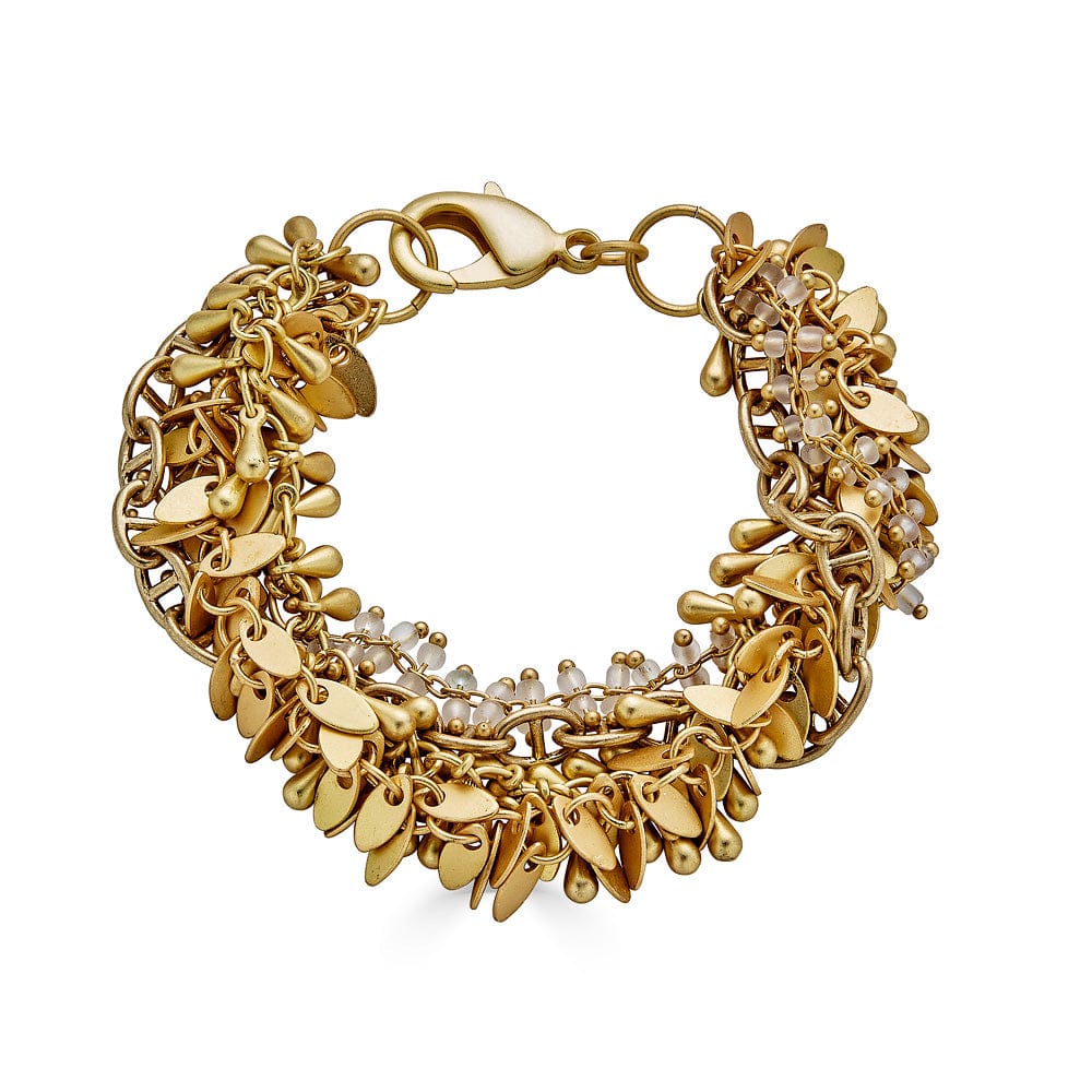 BRC-GPL Matte Gold Four Strand Fringe Bracelet