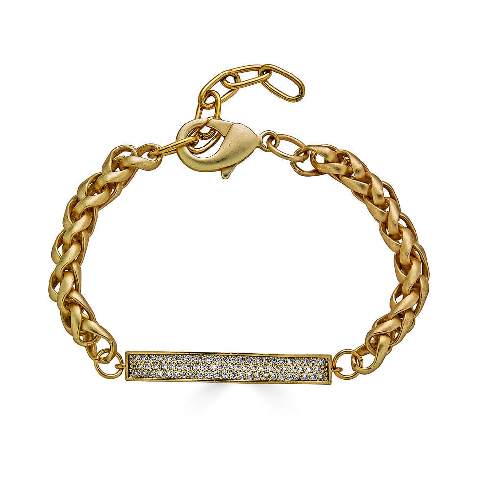 
                      
                        BRC-GPL Matte Gold Pave Connector Bracelet
                      
                    