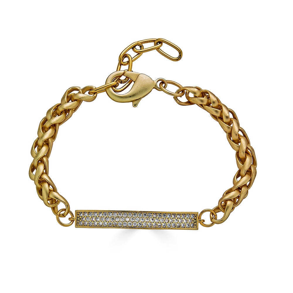 BRC-GPL Matte Gold Pave Connector Bracelet