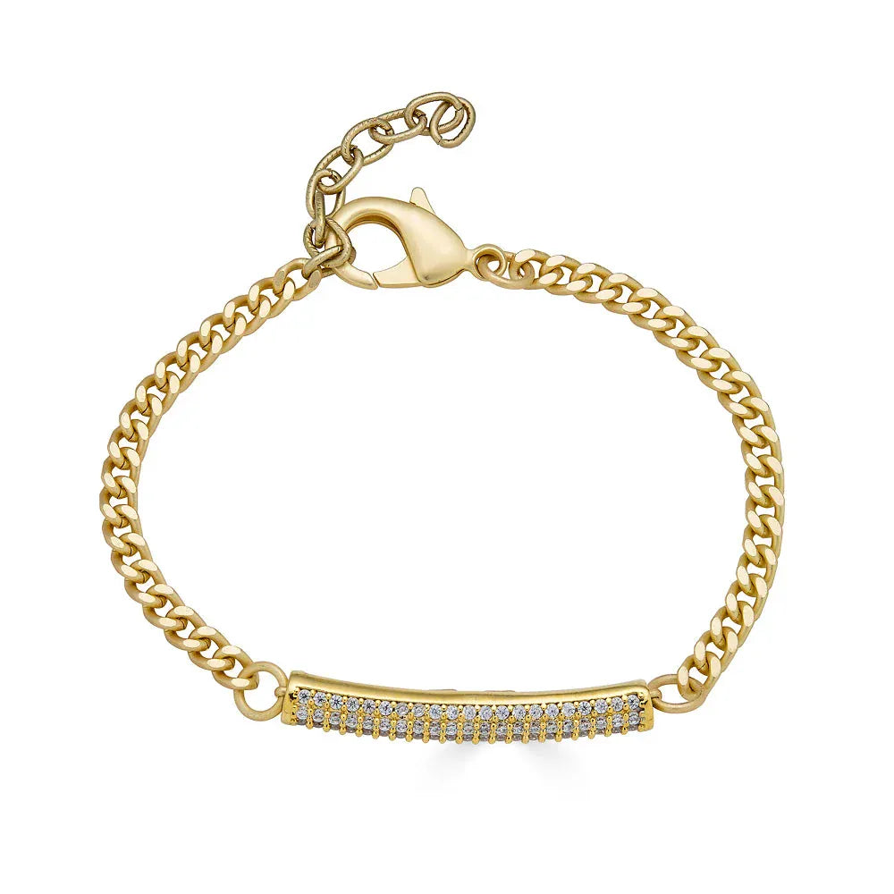 BRC-GPL Matte Gold Pave Tube Bracelet