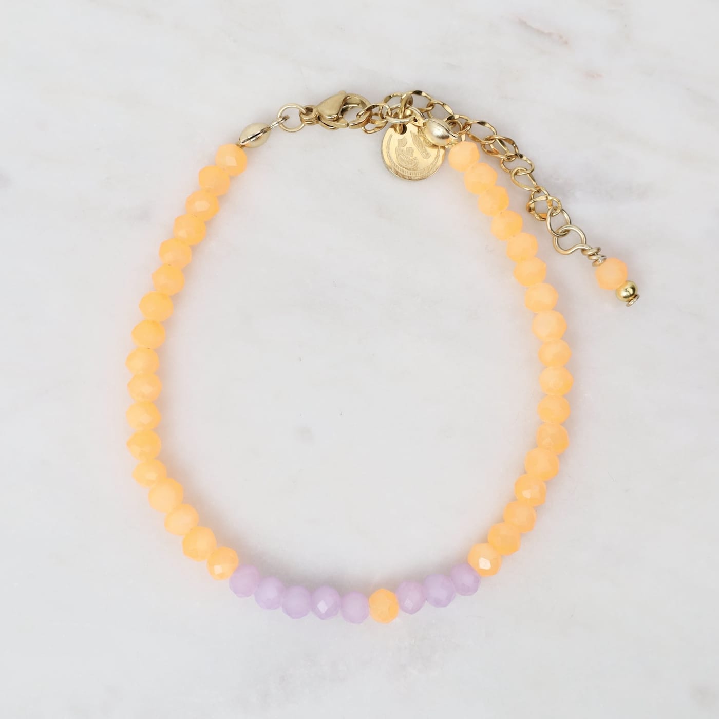 BRC-GPL Mia Papaya Crystal Beaded Delicate Bracelet