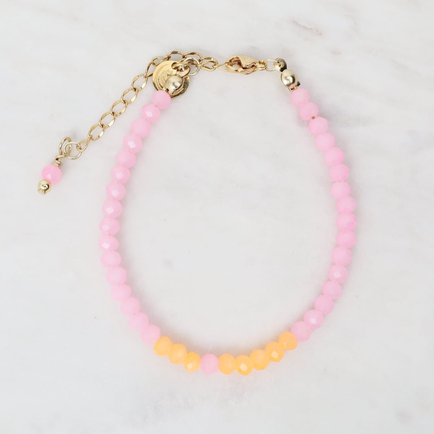 BRC-GPL Mia Pink Grapefruit Crystal Beaded Delicate Bracel