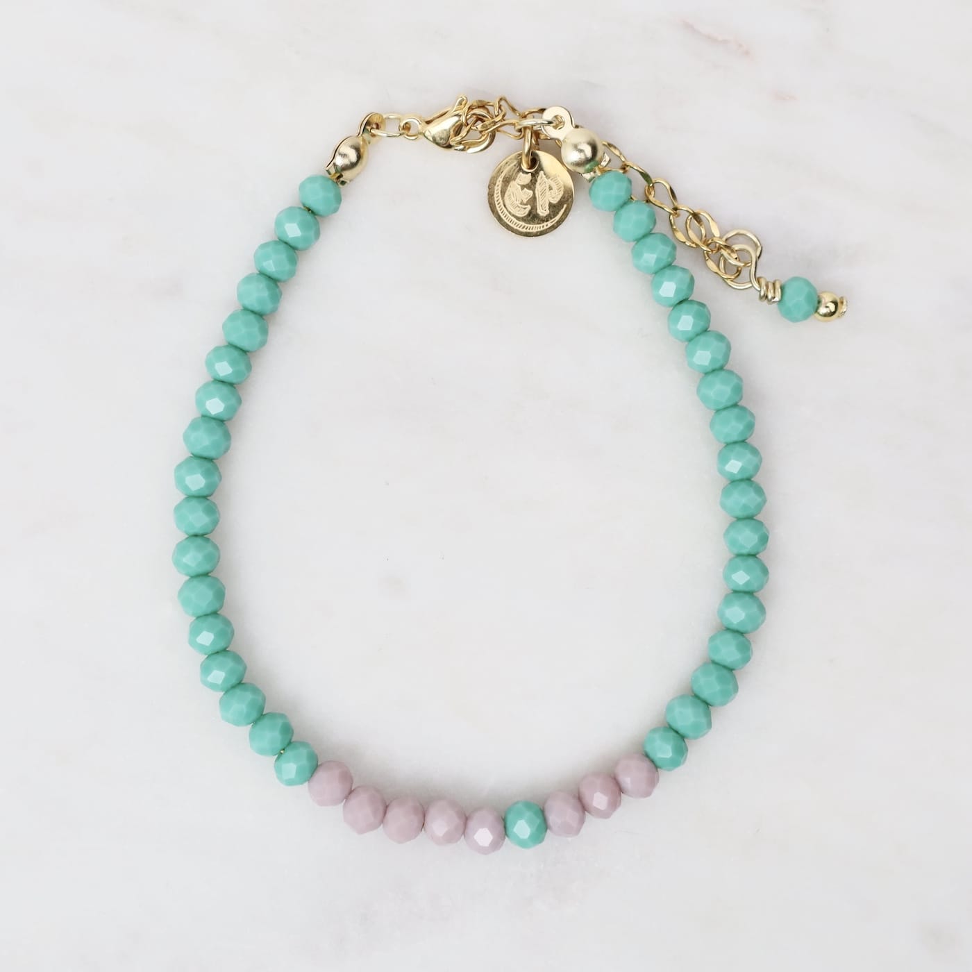 BRC-GPL Mia Seafoam Crystal Beaded Delicate Bracelet