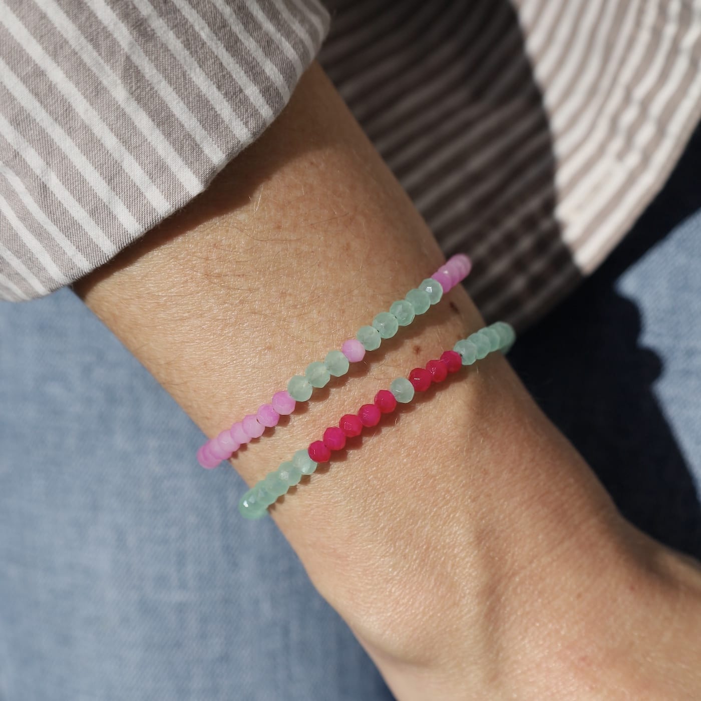 BRC-GPL Mia Watermelon Crystal Beaded Delicate Bracelet