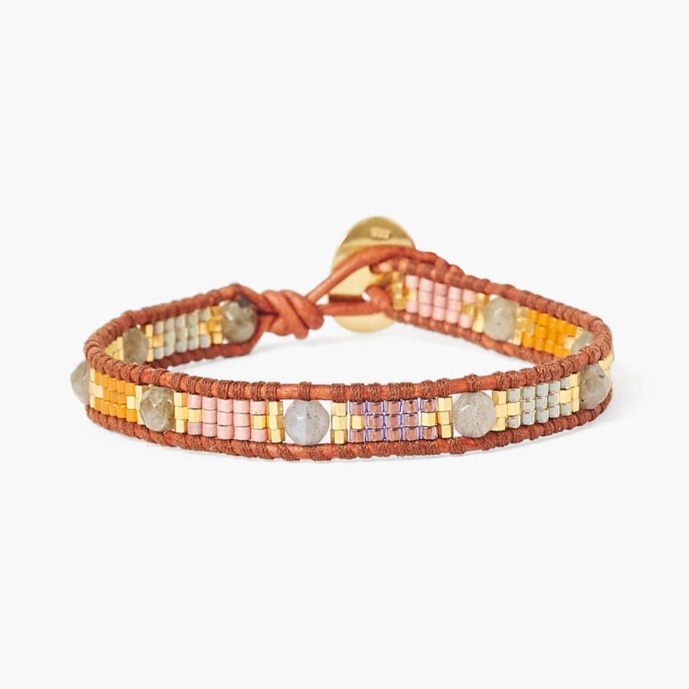 BRC-GPL Miyuki Glass & Labradorite Single Wrap Bracelet