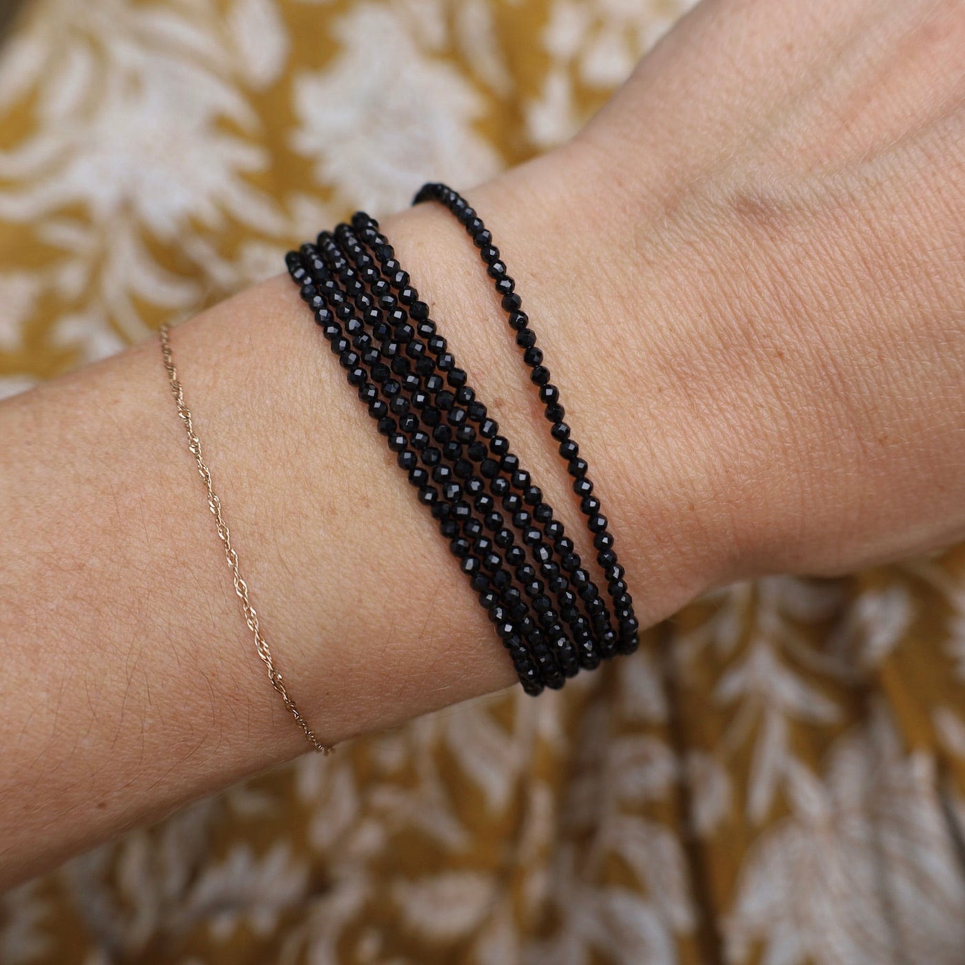 BRC-GPL Multi Strand Black Spinel Bracelet