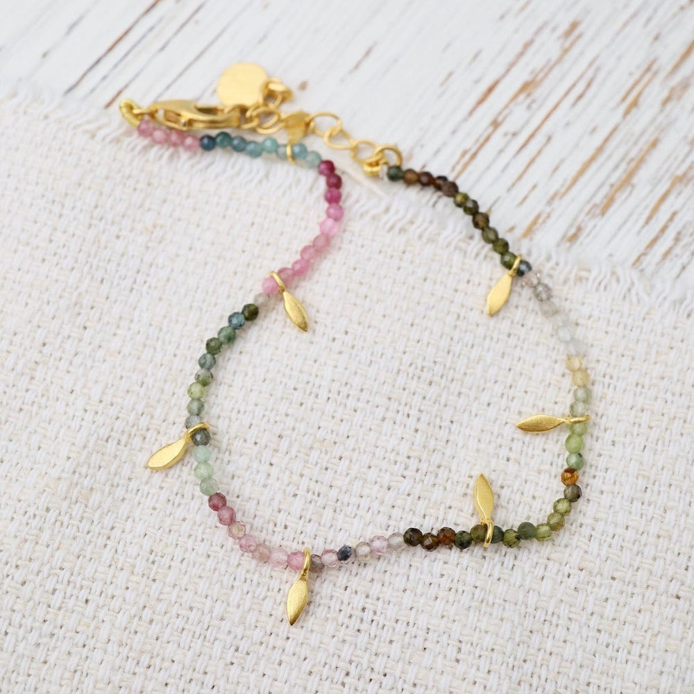 
                  
                    BRC-GPL Multi Tourmaline Beads with Gold Leaves Bracelet
                  
                