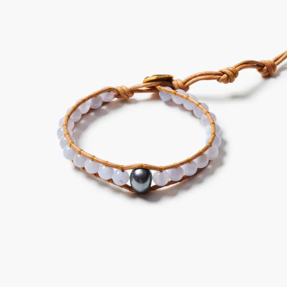 BRC-GPL Nile Single Wrap Bracelet Blue Lace Agate