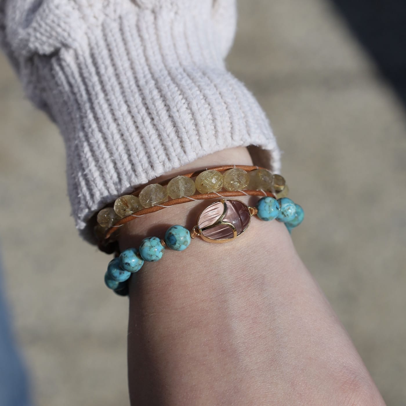 BRC-GPL Nile Single Wrap Bracelet Rutilated Quartz