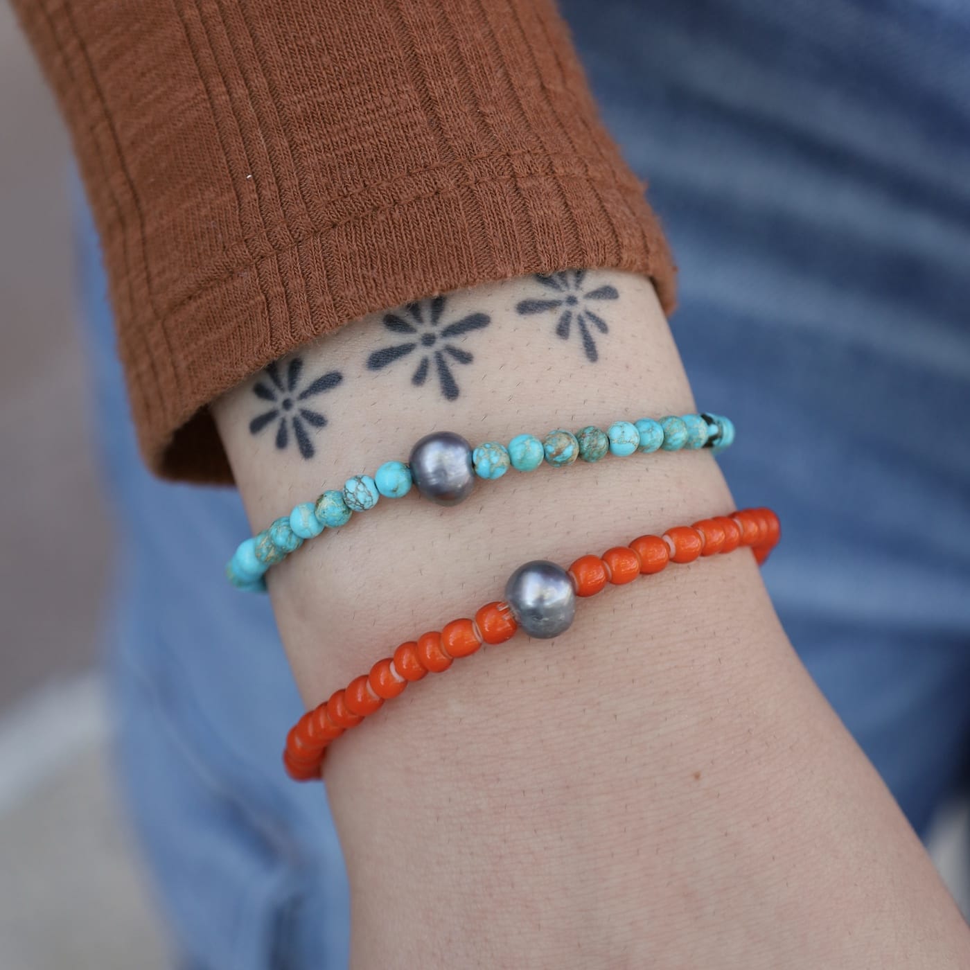 BRC-GPL Pearl Drop Bracelets - Turquoise